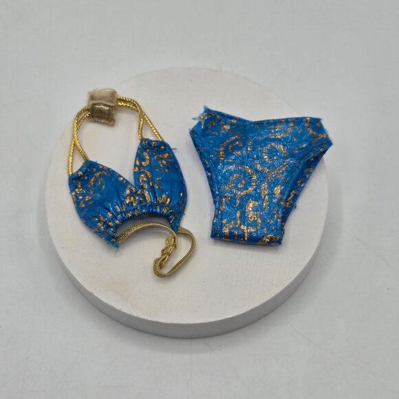 Vintage 1996 Barbie Hula Hair Teresa Blue & Gold Bikini Set - Picture 1 of 5